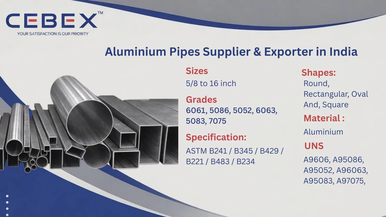 Aluminium Pipe Supplier & Exporter in India &ndash; High-Quality 6061 & 6063 Aluminium Pipes | Cebex Steel India