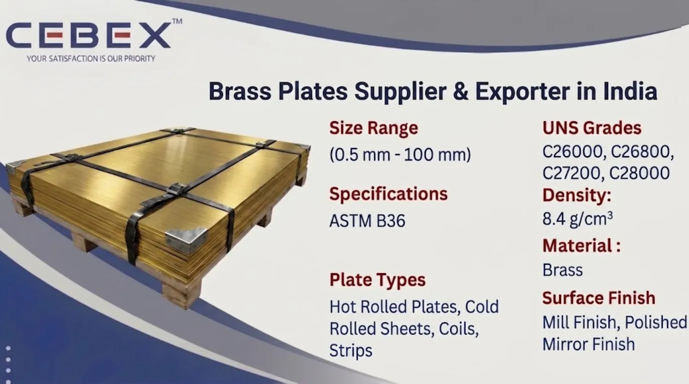 Brass Plate Supplier & Exporter in India &ndash; ASTM B36 Brass C26000, C28000 Plates | Cebex Steel India