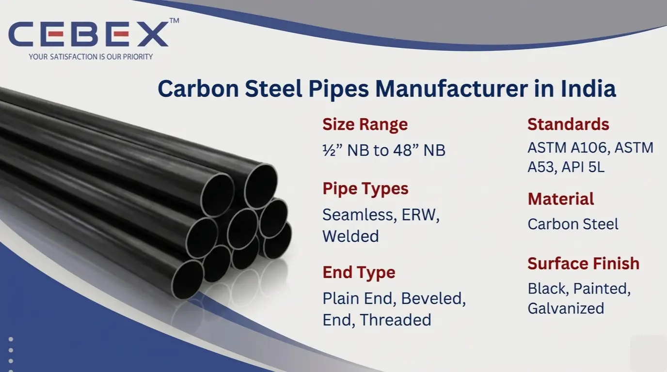 Carbon Steel Pipes Manufacturer in India &ndash; Seamless & Welded ASTM Pipes | Cebex Steel India