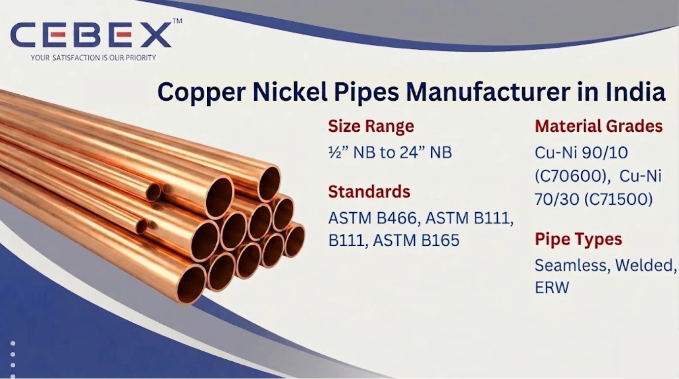 Copper Nickel Pipe Manufacturer in India &ndash; Cu-Ni 90/10 & 70/30 Pipes | Cebex Steel India