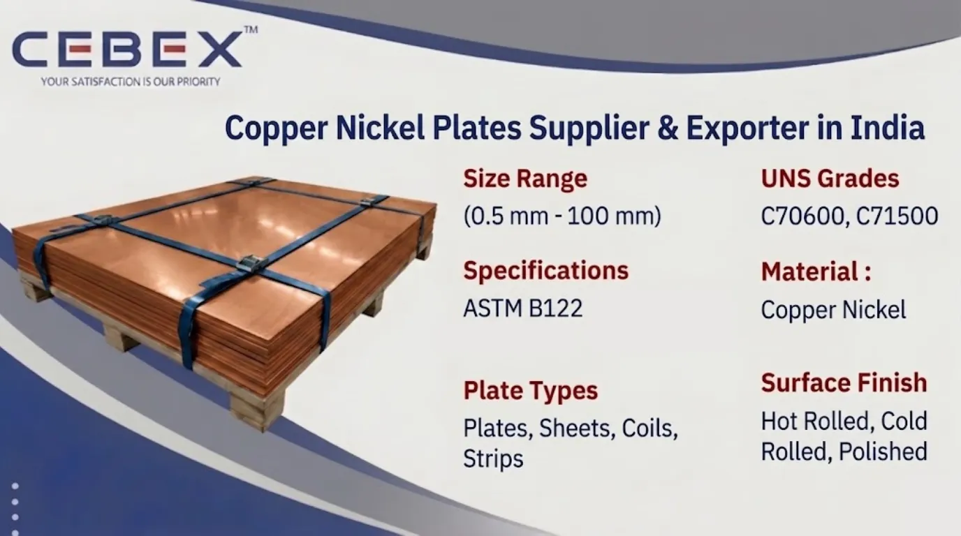 Copper Nickel Plate Supplier & Exporter in India &ndash; ASTM B122 Copper Nickel 90/10, 70/30 Plates | Cebex Steel India