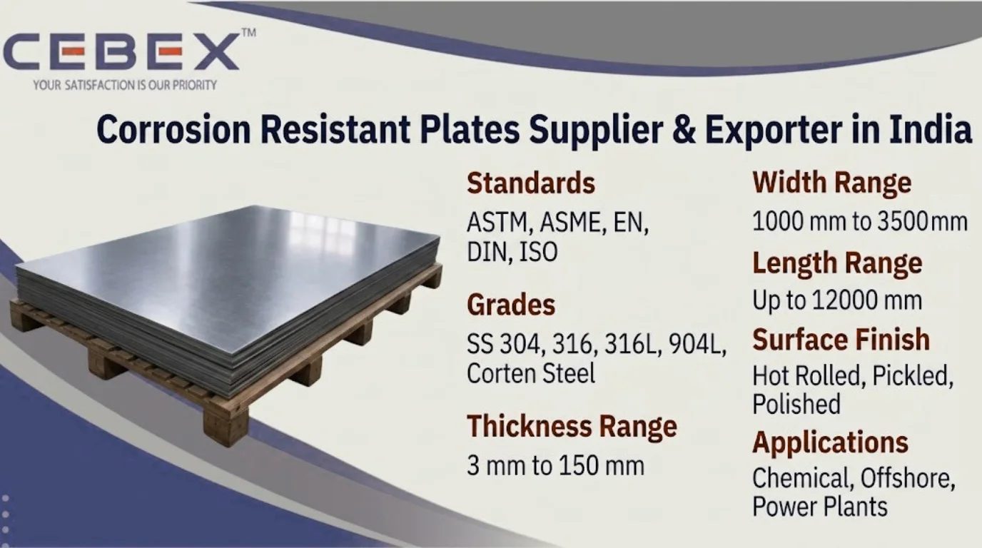 Corrosion Resistant Plates Supplier & Exporter in India &ndash; SS 304, 316, 316L, 904L Stainless Steel Plates | Cebex Steel India