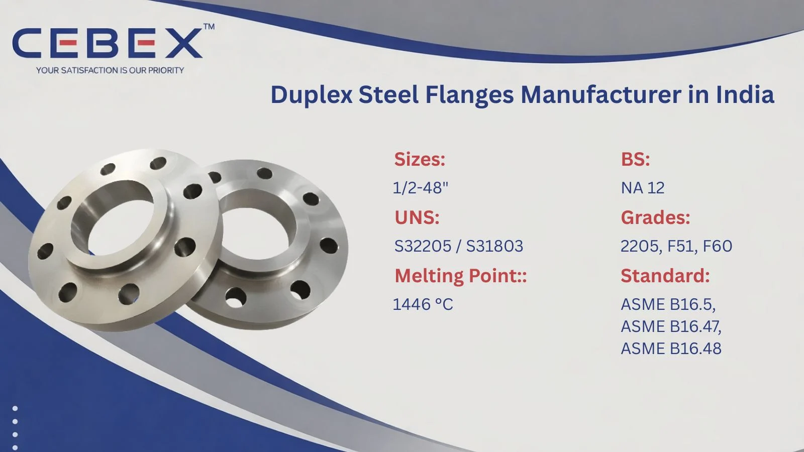 Duplex Steel Flanges Manufacturer in India – UNS S32205 F51 ASME B16.5 Flanges by CEBEX STEEL INDIA
