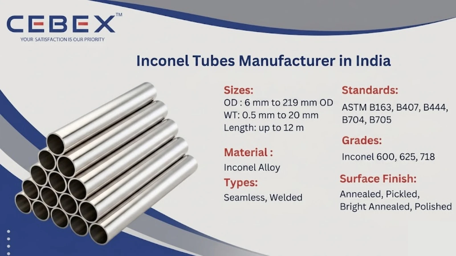 Inconel Tube Manufacturer in India &ndash; ASTM B163 B444 Inconel Alloy Tubes | Cebex Steel India