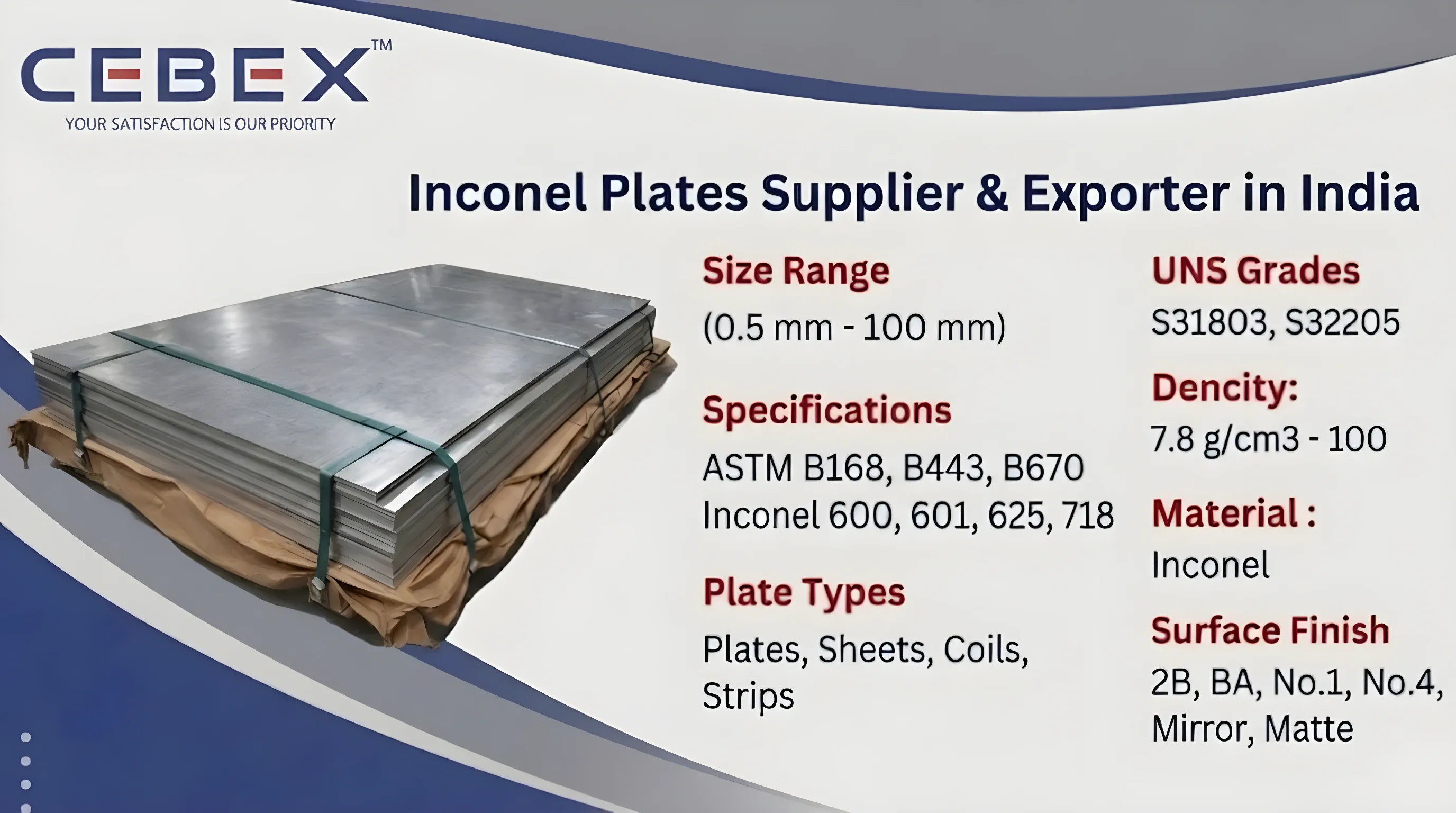 Inconel Plate Supplier & Exporter in India &ndash; ASTM B168 Inconel 600, 625, 718 Plates | Cebex Steel India