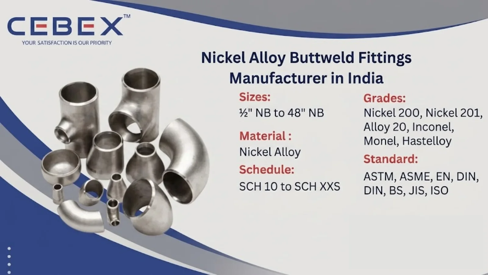 Nickel Alloy Buttweld Pipe Fittings Manufacturer in India &ndash; ASTM B366 Nickel 200 201 Alloy 20 Supplier