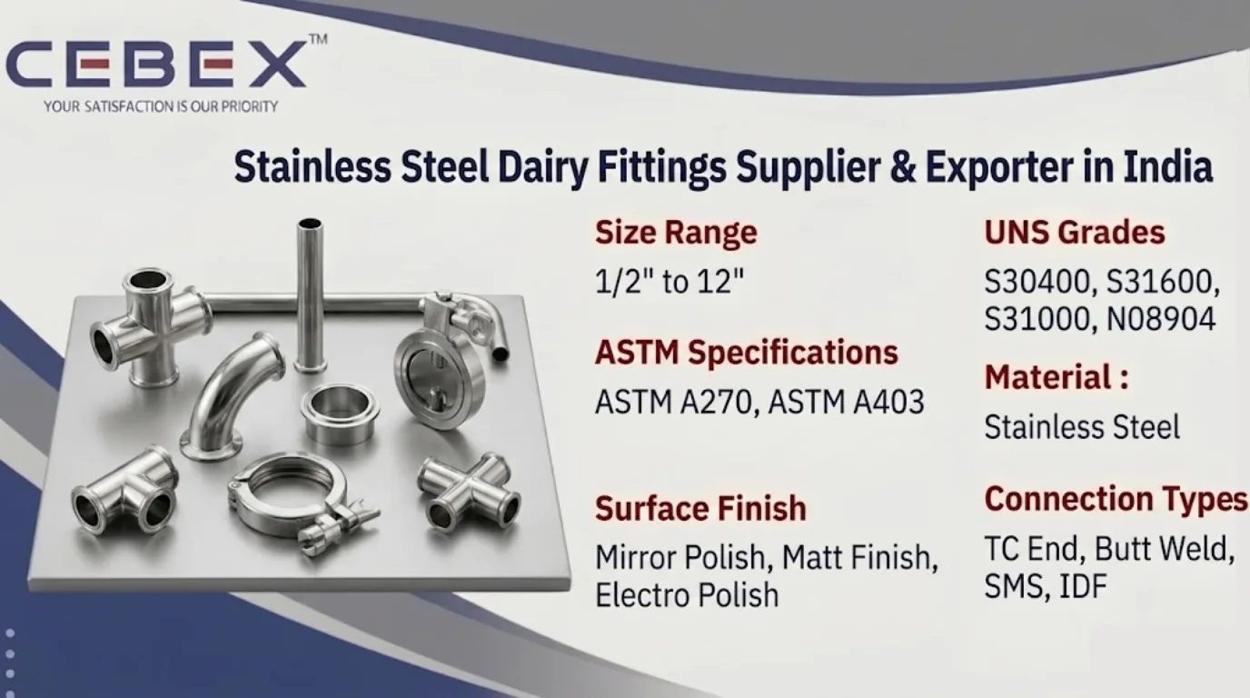 CEBEX STEEL INDIA Stainless Steel Dairy Fittings Supplier & Exporter in India &ndash; ASTM A270 SS 304, 316L Dairy Fittings