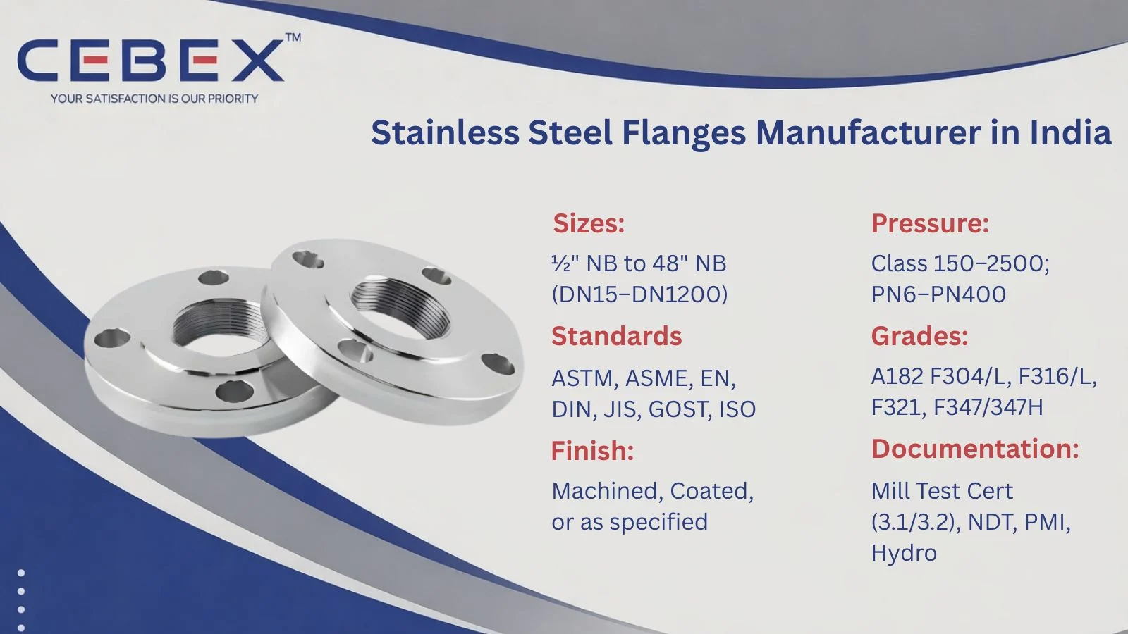 Stainless Steel Flanges Manufacturer in India – Premium SS 304 & 316 Industrial Flanges by CEBEX STEEL INDIA