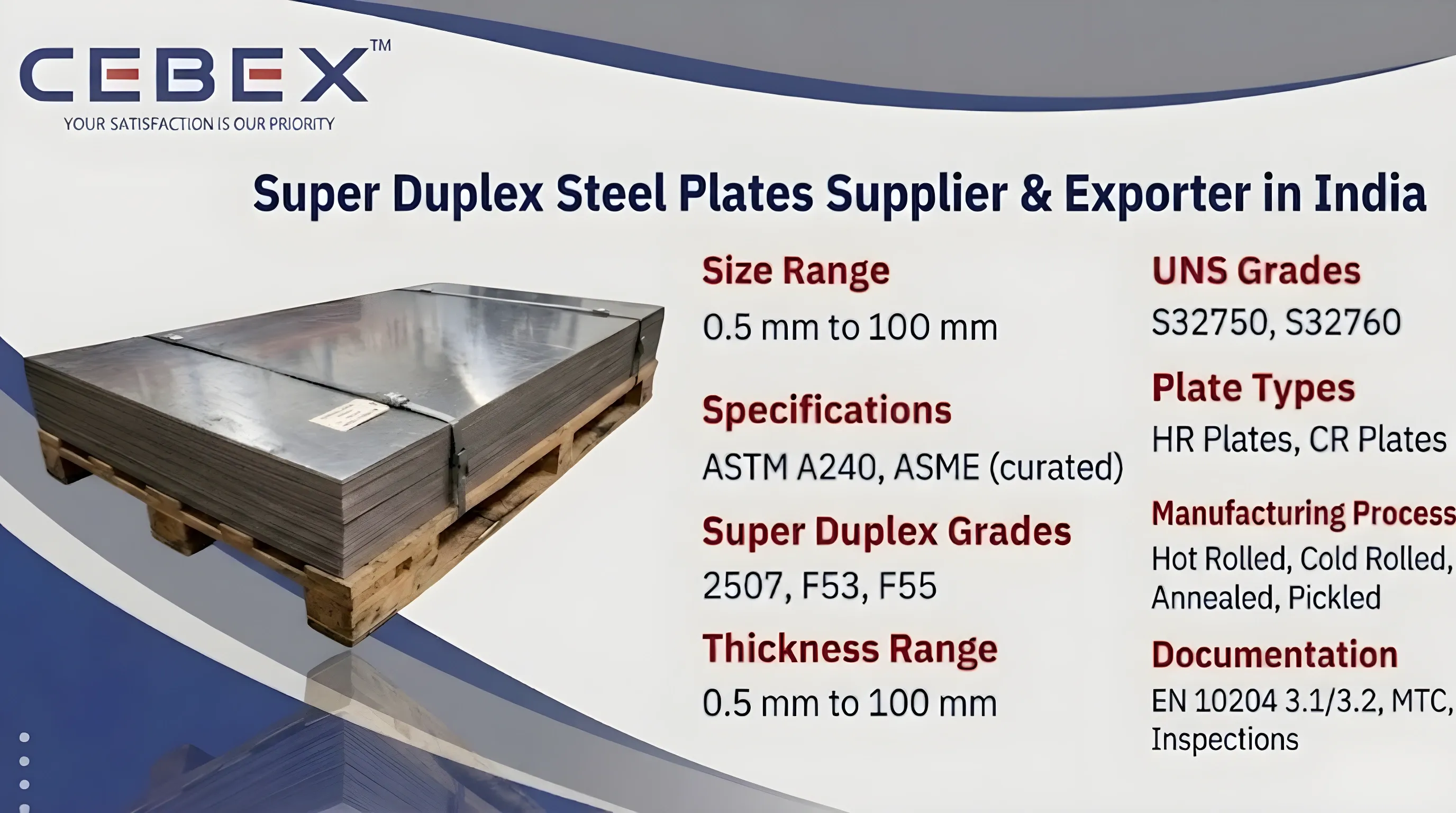 Super Duplex Plates Supplier & Exporter in India &ndash; ASTM A240 Super Duplex 2507 S32750 S32760 Plates | Cebex Steel India