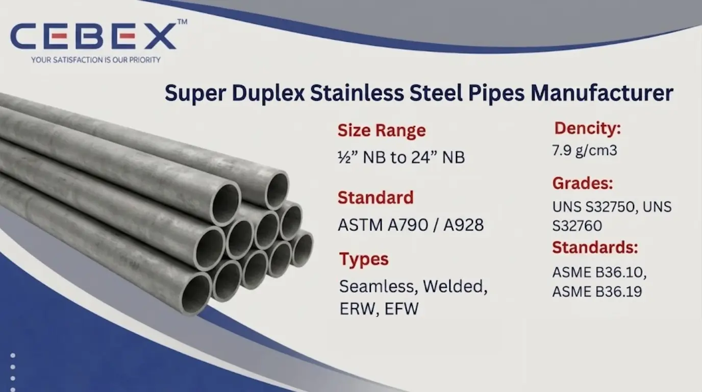 Super Duplex Pipe Manufacturer in India &ndash; ASTM A790 Super Duplex Pipes | Cebex Steel India