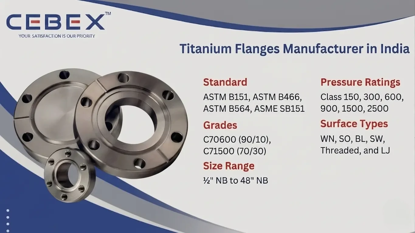 Titanium Flanges Manufacturer in India – ASTM B381 Grade 2 Grade 5 Flanges by CEBEX STEEL INDIA
